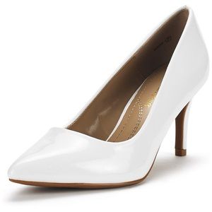 White Patent Classic Pointed Toe Heel Pumps